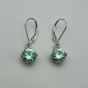 BEAUTIFUL 4ctw Sea Foam Green Spinel Earrings Sterling Silver Ice Green Gemstone